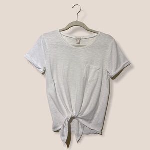 J. Crew tie front white t shirt top size extra small xs